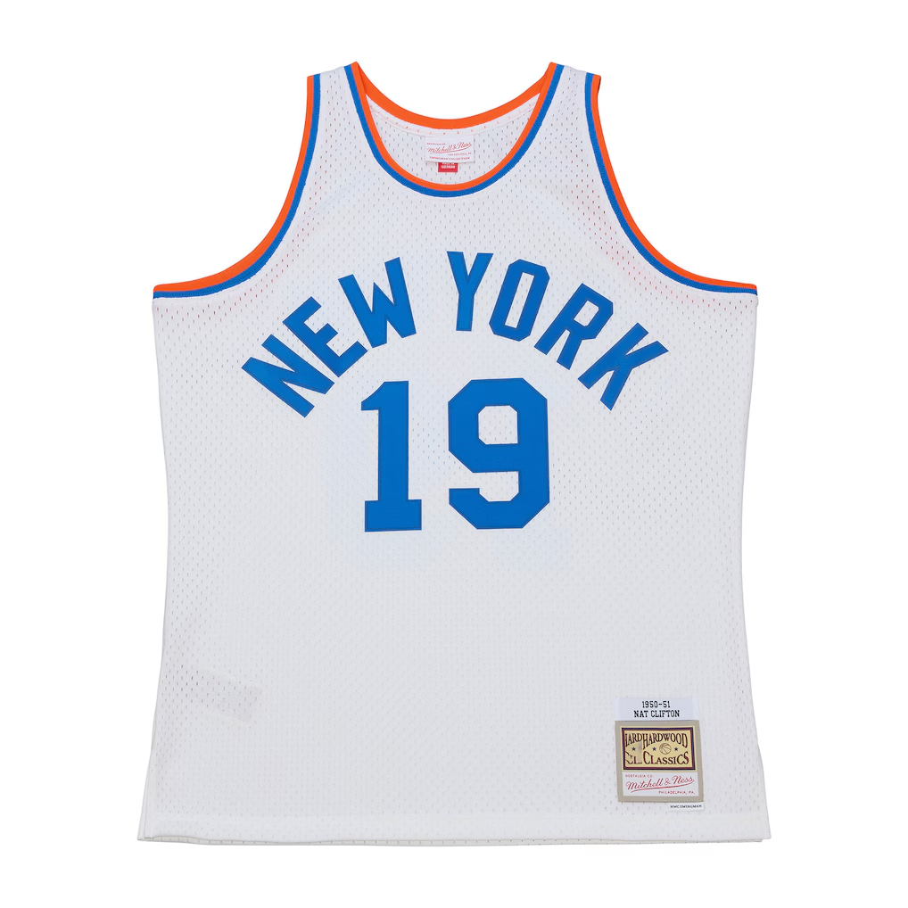 Jamed NY.Knicks #19 Nathaniel Clifton Mitchell & Ness White 1950-51 Pioneers Swingman Jerseys