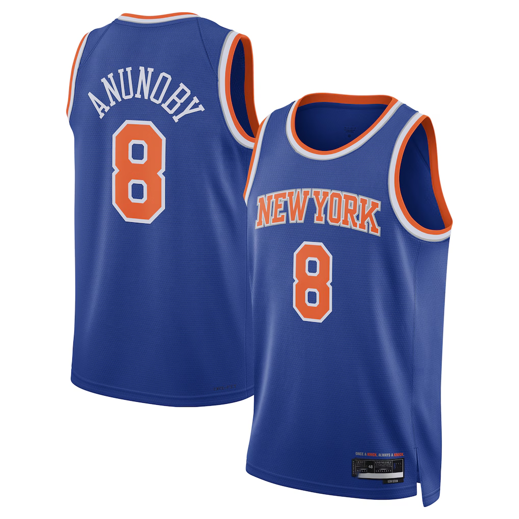 Jamed NY.Knicks #8 OG Anunoby Blue Swingman Jerseys - Icon Edition