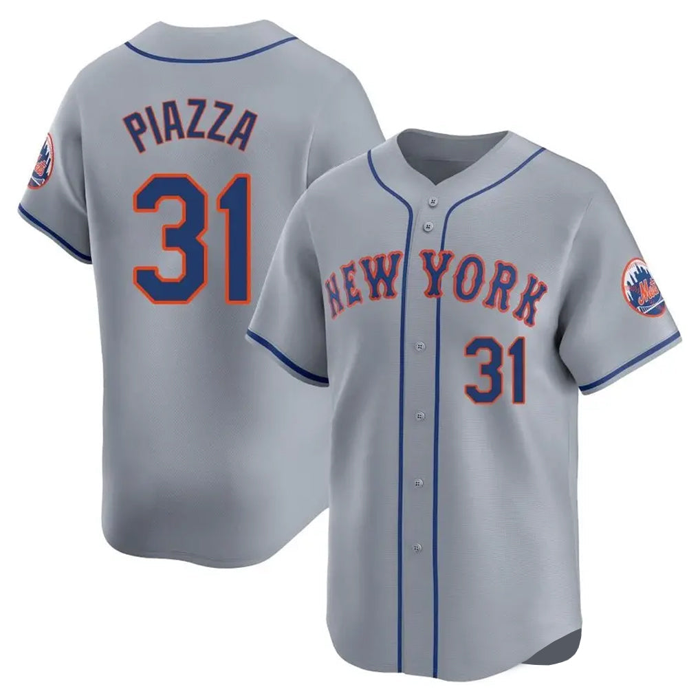 Jamed NY.Mets #31 Mike Piazza Player Gray Road Limited Home Stitched Jerseys