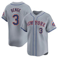 Jamed NY.Mets #3 Carson Benge Player Gray Road Limited Home Stitched Jerseys