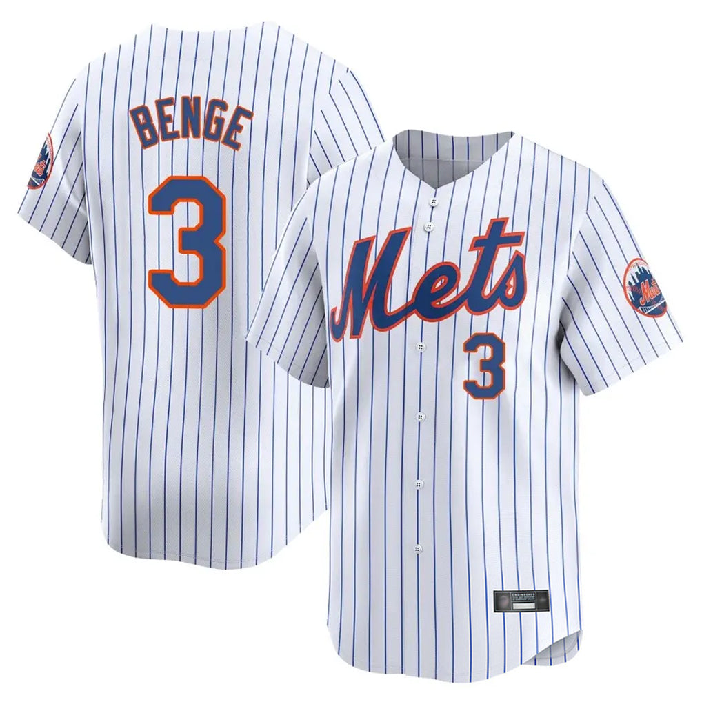 Jamed NY.Mets #3 Carson Benge Player White Home Replica Stitched Jerseys