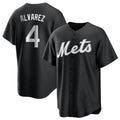 Jamed NY.Mets #4 Francisco Alvarez Player Black Home Game Stitched Jerseys