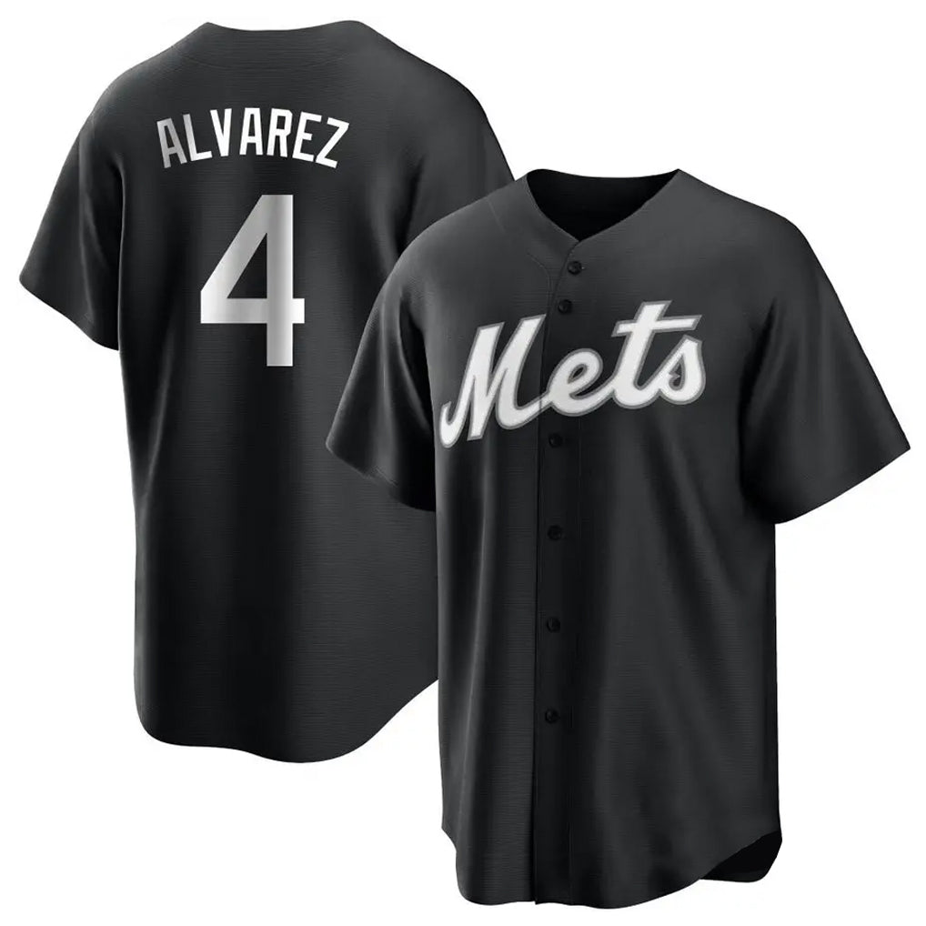Jamed NY.Mets #4 Francisco Alvarez Player Black Home Game Stitched Jerseys