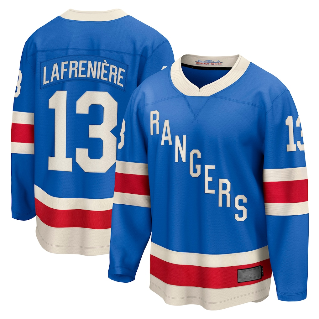 Jamed NY.Rangers #13 Alexis Lafreniere Blue Centennial Breakaway Jerseys