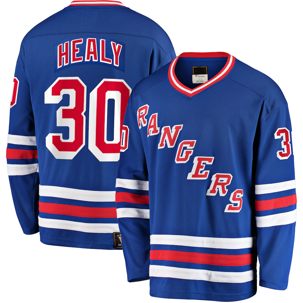 Jamed NY.Rangers #30 Glenn Healy Blue Premier Breakaway Retired Player Jerseys
