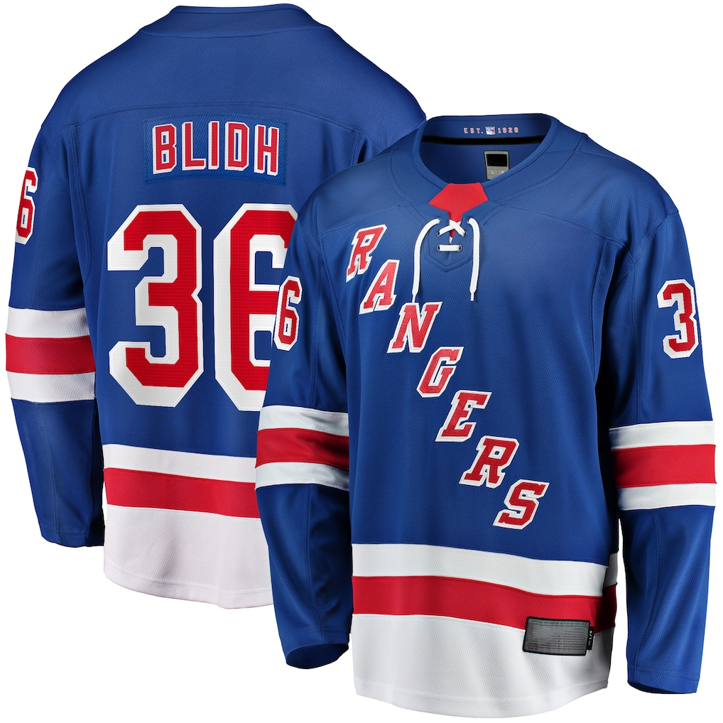 Jamed NY.Rangers #36 Anton Blidh Blue Home Breakaway Jerseys