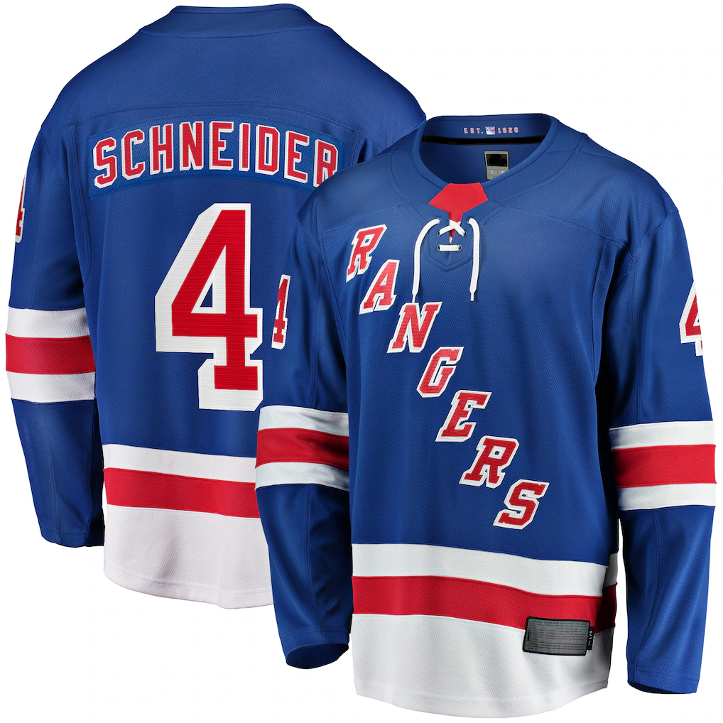 Jamed NY.Rangers #4 Braden Schneider Blue Home Premier Breakaway Jerseys
