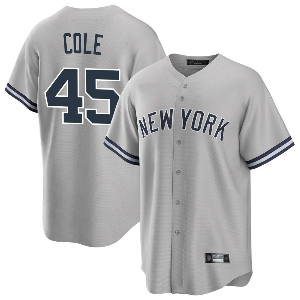 Jamed NY.Yankees #45 Gerrit Cole Player Gray Road Game Stitched Jerseys