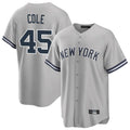 Jamed NY.Yankees #45 Gerrit Cole Player Gray Road Game Stitched Jerseys