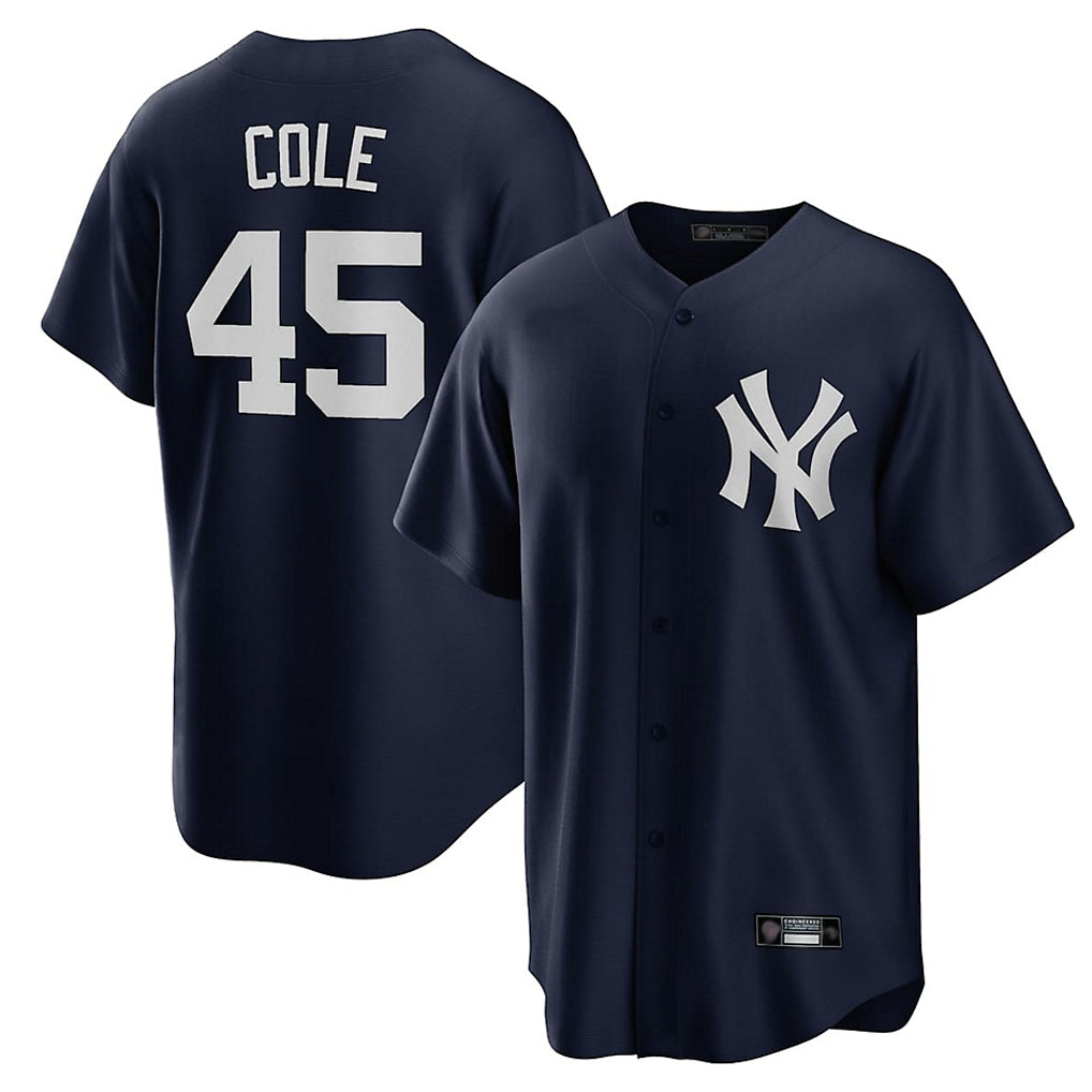 Jamed NY.Yankees #45 Gerrit Cole Player Navy Game Home Stitched Jerseys