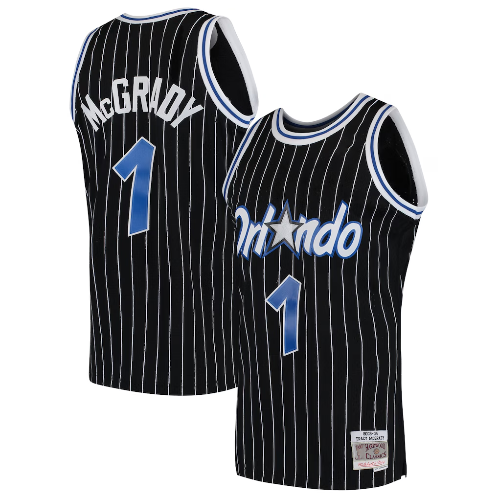 Jamed O.Magic #1 Tracy McGrady Mitchell & Ness Black Hardwood Classics Swingman Jerseys