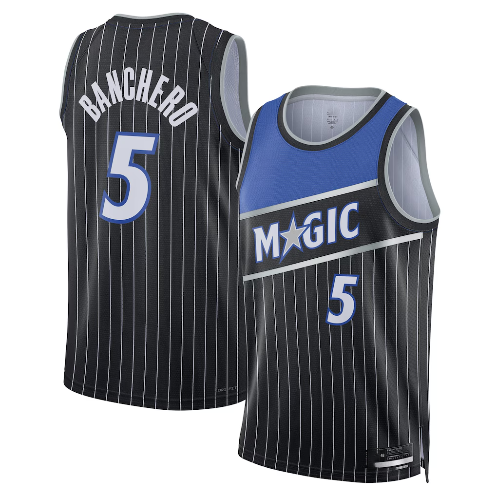 Jamed O.Magic #5 Paolo Banchero Black Swingman Jerseys - Statement Edition