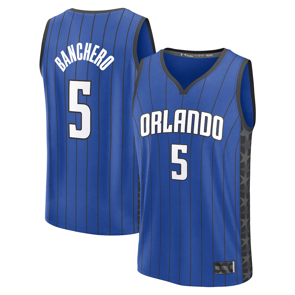 Jamed O.Magic #5 Paolo Banchero  Blue Fast Break Replica Player Jerseys - Statement Edition