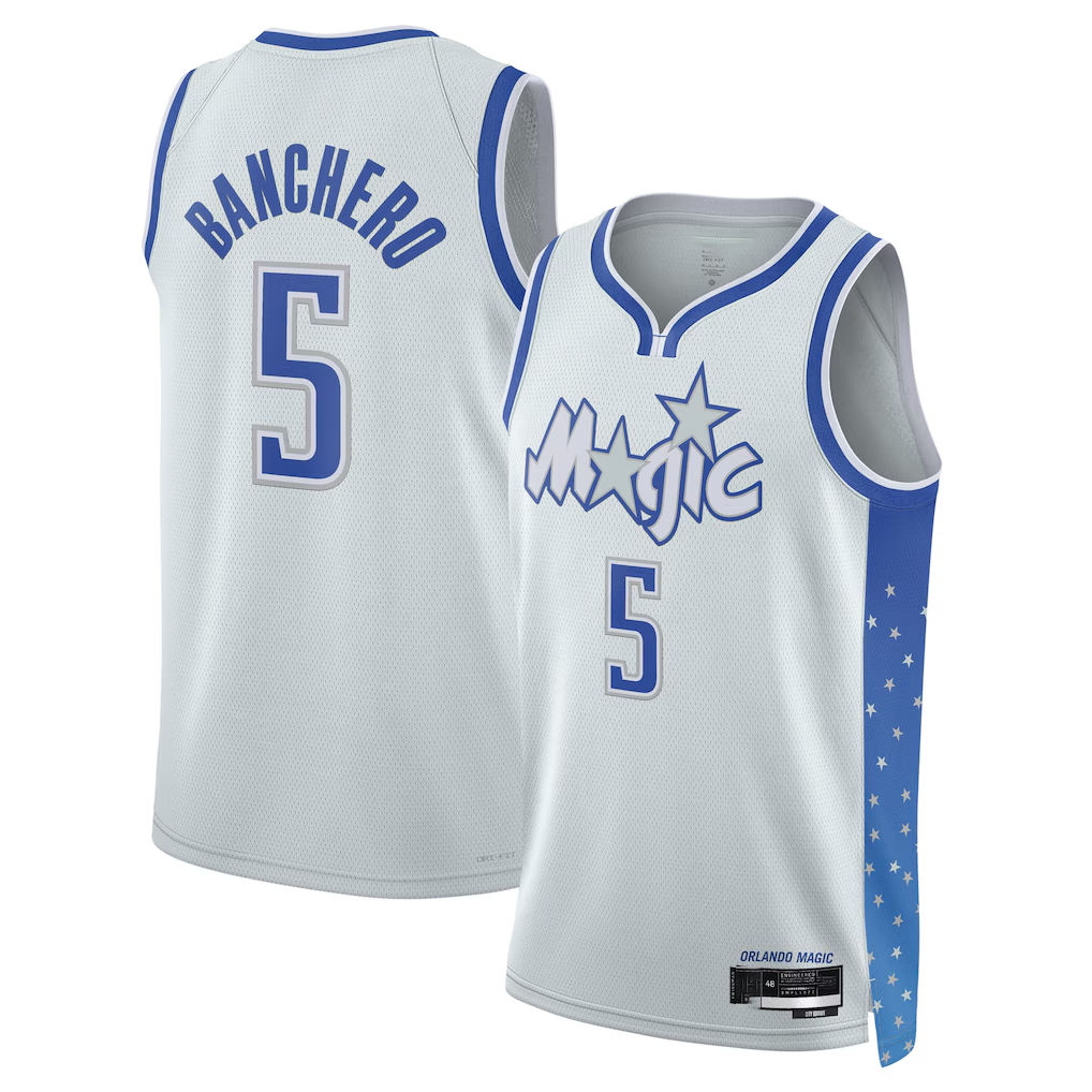 Jamed O.Magic #5 Paolo Banchero Silver 2025-26 Swingman Jerseys - City Edition
