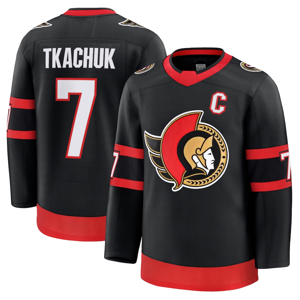 Jamed O.Senators #7 Brady Tkachuk Black Home Premium Jerseys