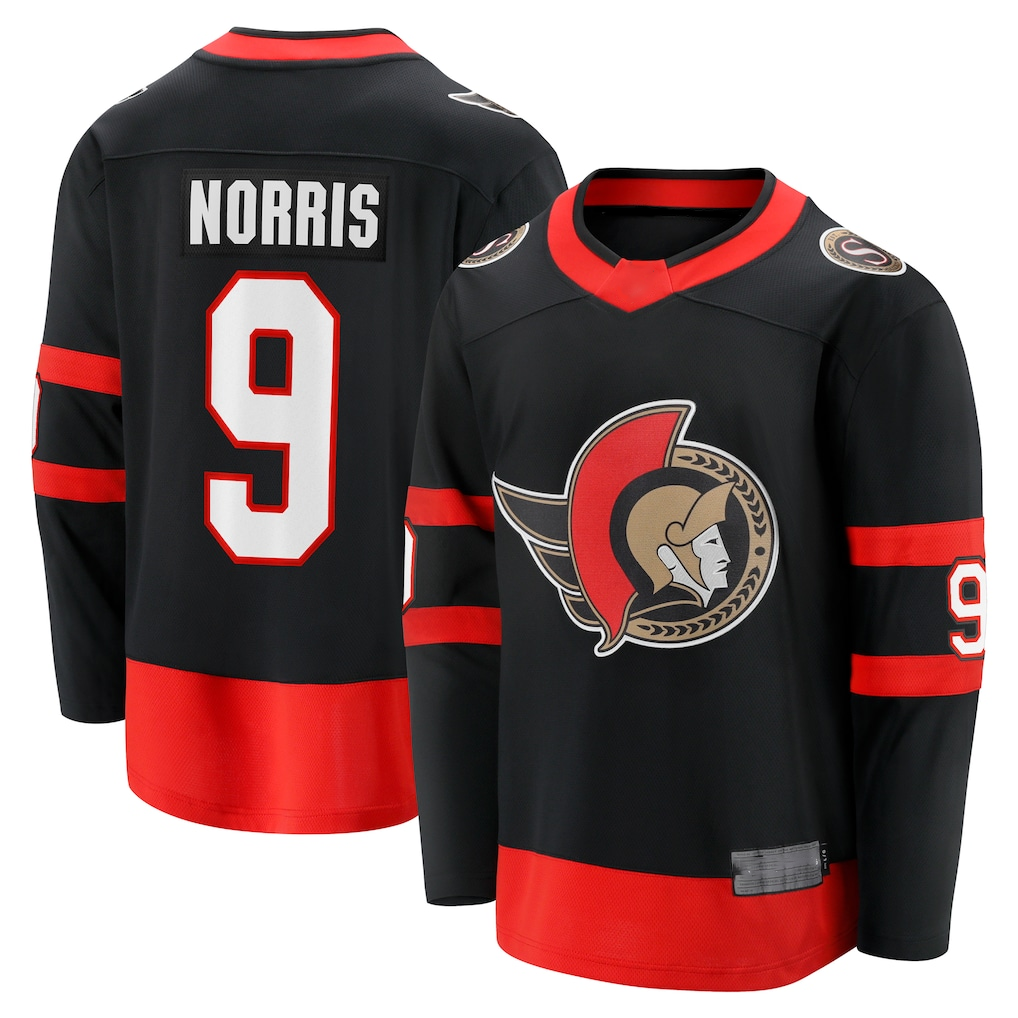 Jamed O.Senators #9 Josh Norris Black Home Breakaway Jerseys