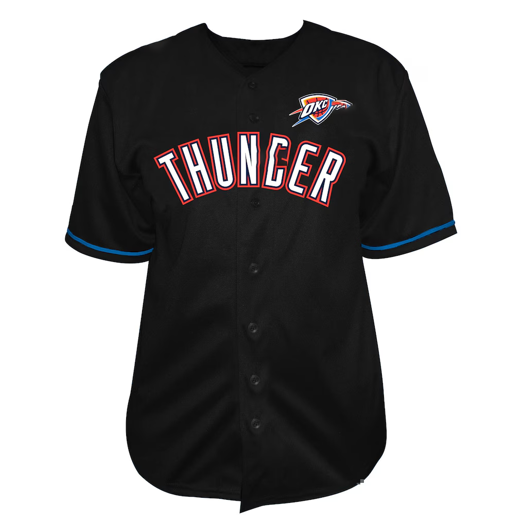 Jamed OC.Thunder Black Big & Tall Pop Full-Button Stitched Jerseys