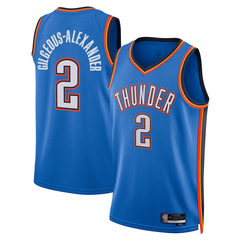 Jamed OC.Thunder #2 Shai Gilgeous-Alexander Blue Badge Swingman Replica Stitched Jerseys- Icon Edition