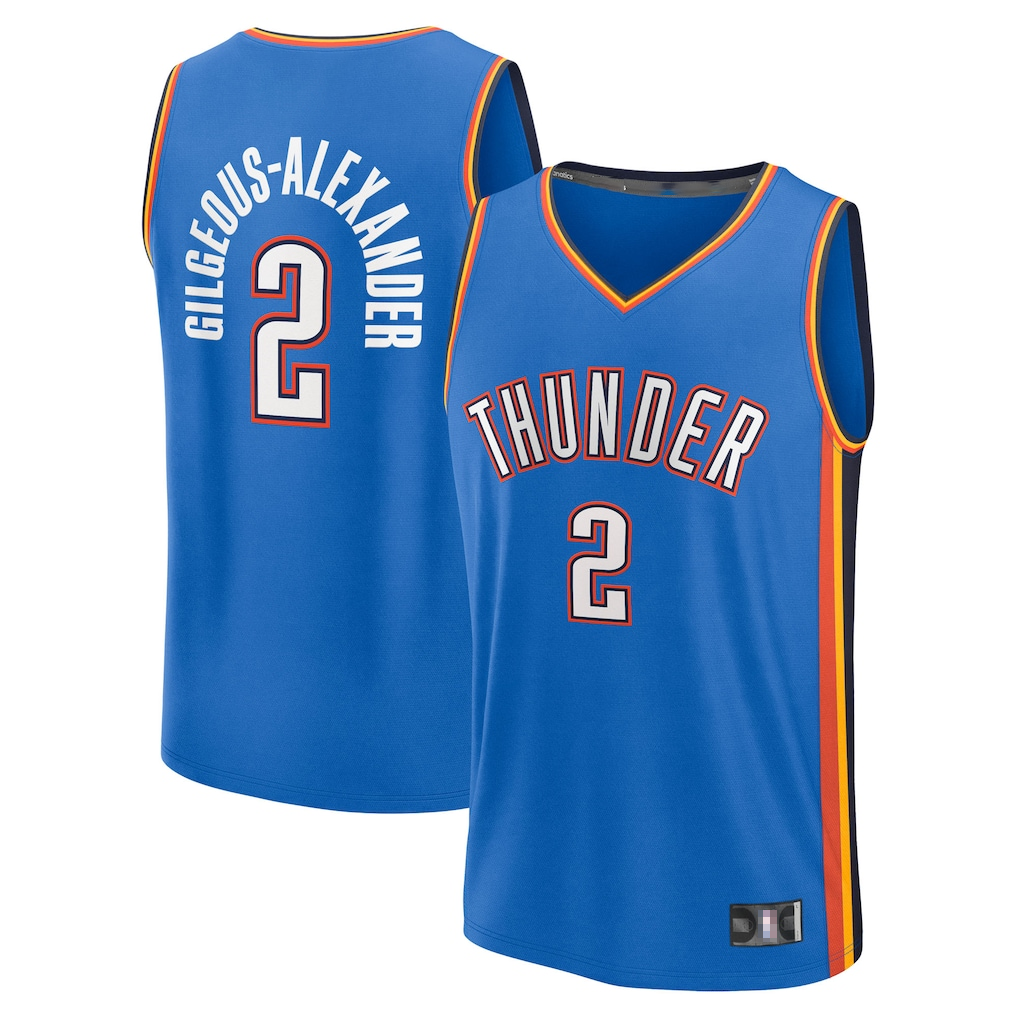 Jamed OC.Thunder #2 Shai Gilgeous-Alexander Blue Big & Tall Fast Break Stitched Jerseys- Icon Edition