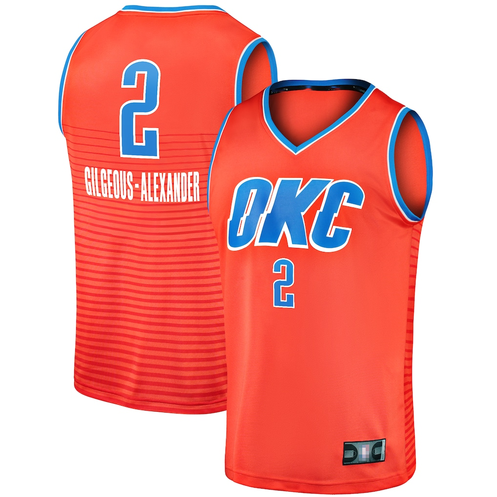 Jamed OC.Thunder #2 Shai Gilgeous-Alexander Orange Fast Break Player Stitched Jerseys - Statement Edition