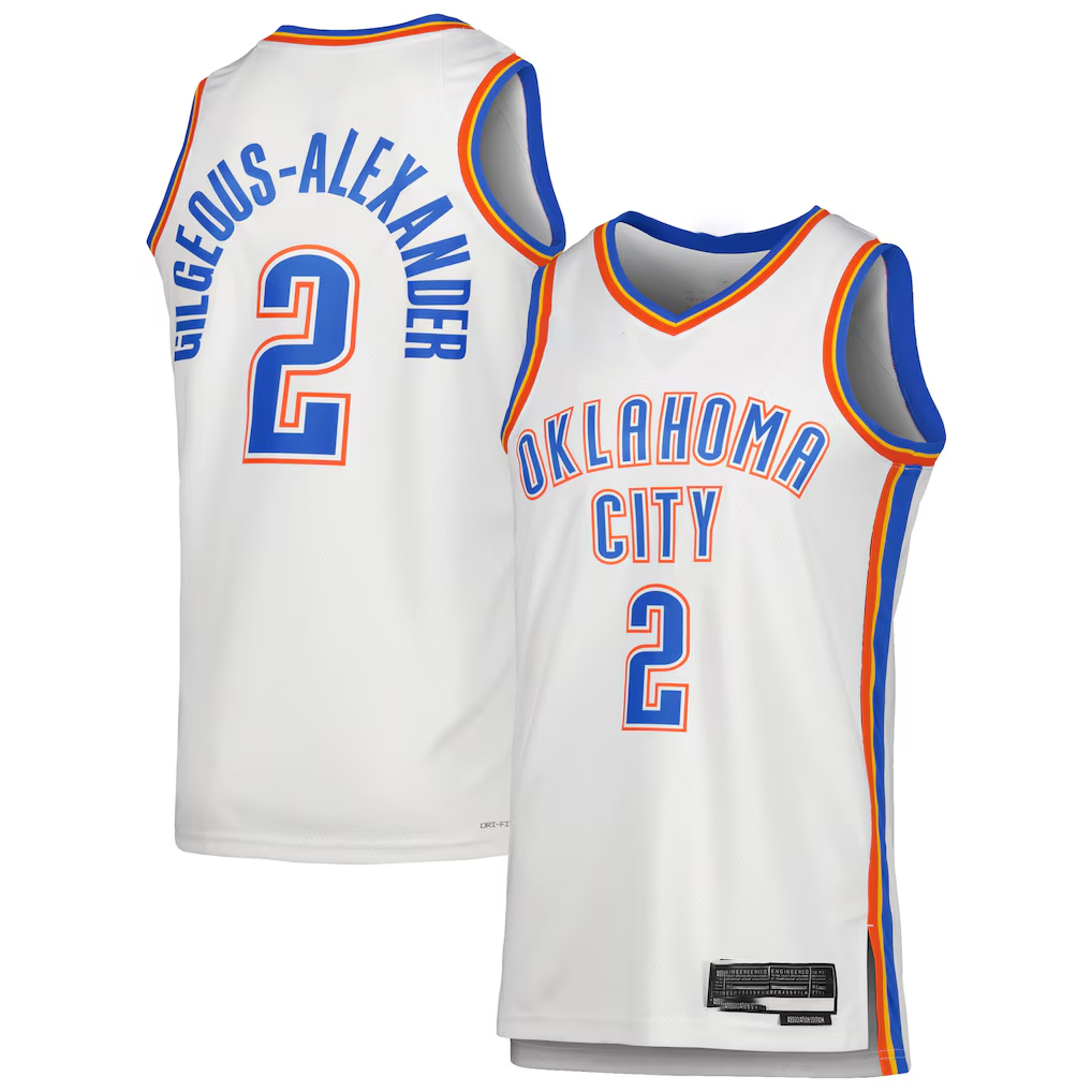 Jamed OC.Thunder #2 Shai Gilgeous-Alexander White Swingman Stitched Jerseys - Association Edition