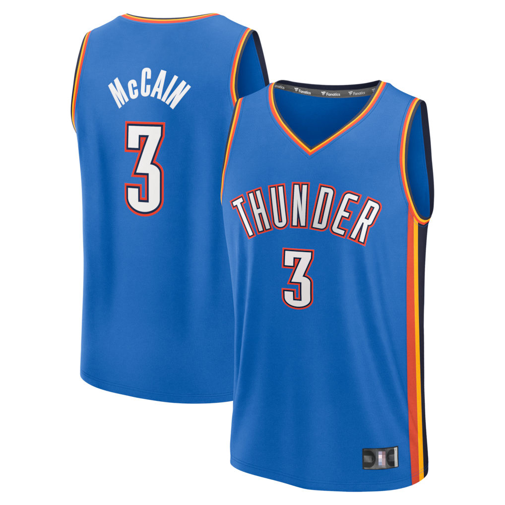 Jamed OC.Thunder #3 Jared McCain Blue Fast Break Replica Stitched Jerseys - Icon Edition