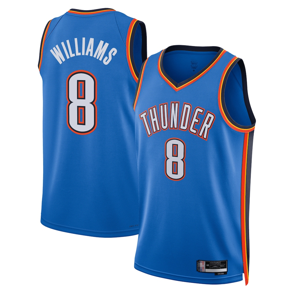 Jamed OC.Thunder #8 Jared McCain Blue Swingman Stitched Jerseys - Icon Edition