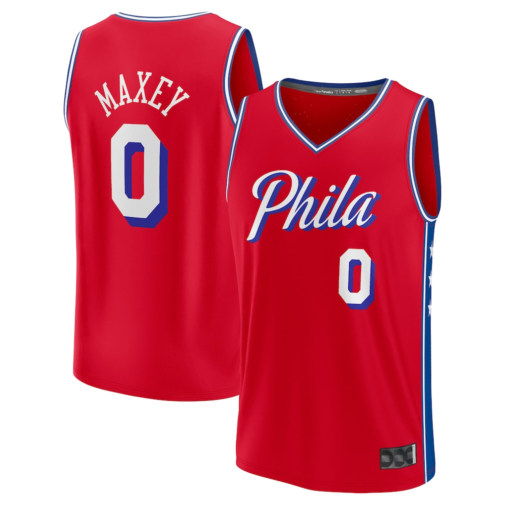 Jamed P.76ers #0 Tyrese Maxey  Red Fast Break Replica Player Jerseys - Statement Edition