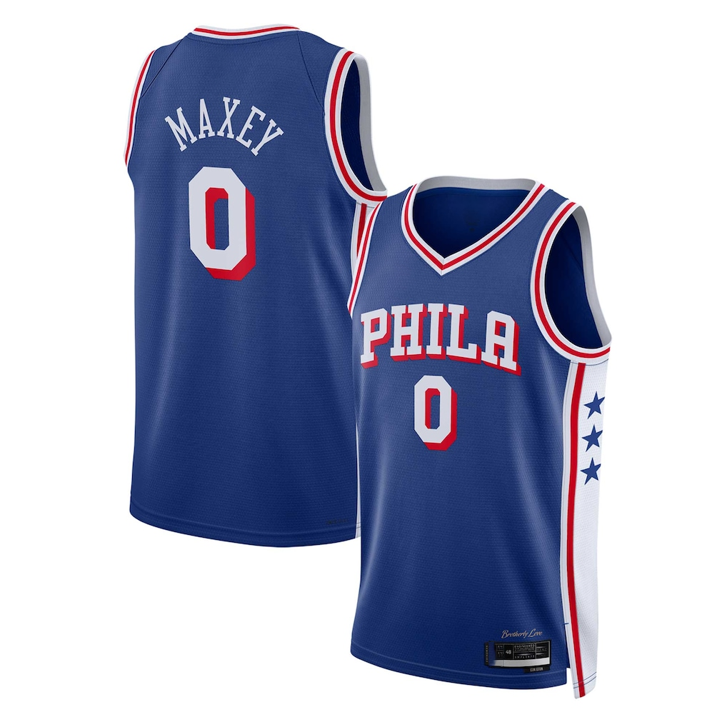 Jamed P.76ers #0 Tyrese Maxey Royal Swingman Jerseys - Icon Edition