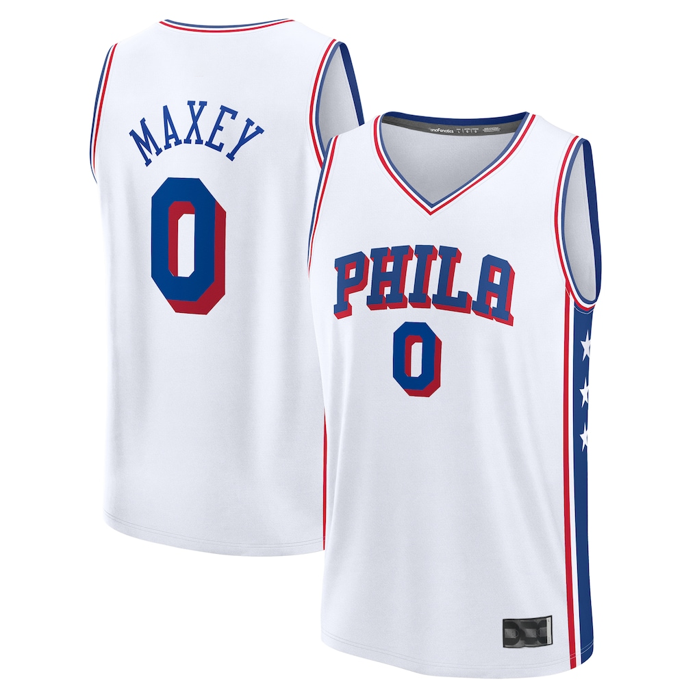 Jamed P.76ers #0 Tyrese Maxey White Fast Break Replica Player Jerseys - Association Edition