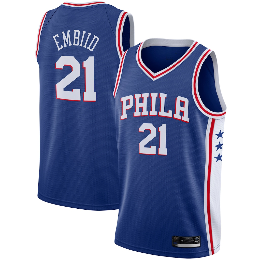 Jamed P.76ers #21 Joel Embiid Royal 2019-2020 Swingman Jerseys - Icon Edition