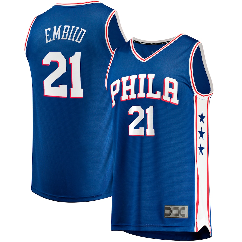 Jamed P.76ers #21 Joel Embiid  Royal Big & Tall Fast Break Player Jerseys - Icon Edition