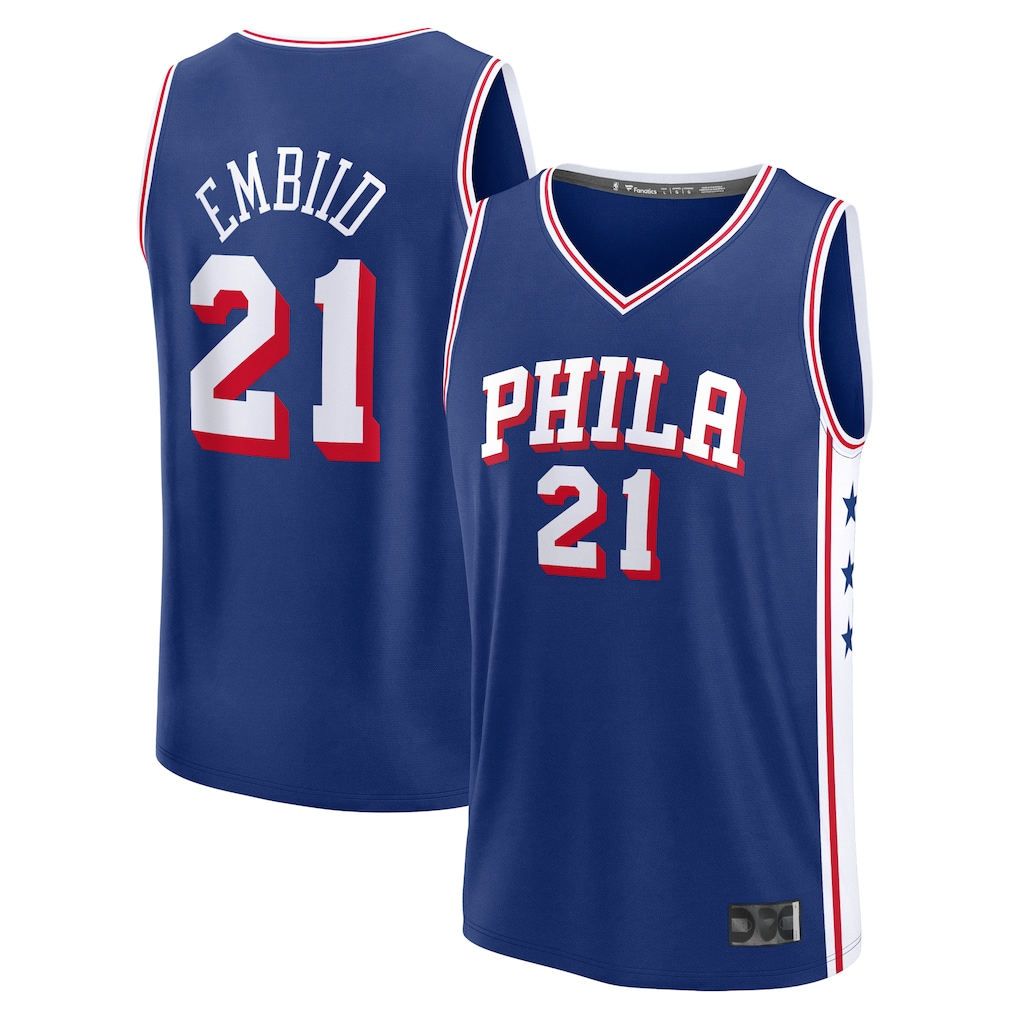 Jamed P.76ers #21 Joel Embiid Royal Fast Break Replica Jerseys - Icon Edition