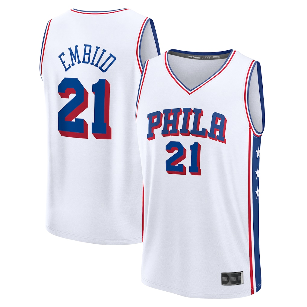 Jamed P.76ers #21 Joel Embiid White Fast Break Replica Player Jerseys - Association Edition