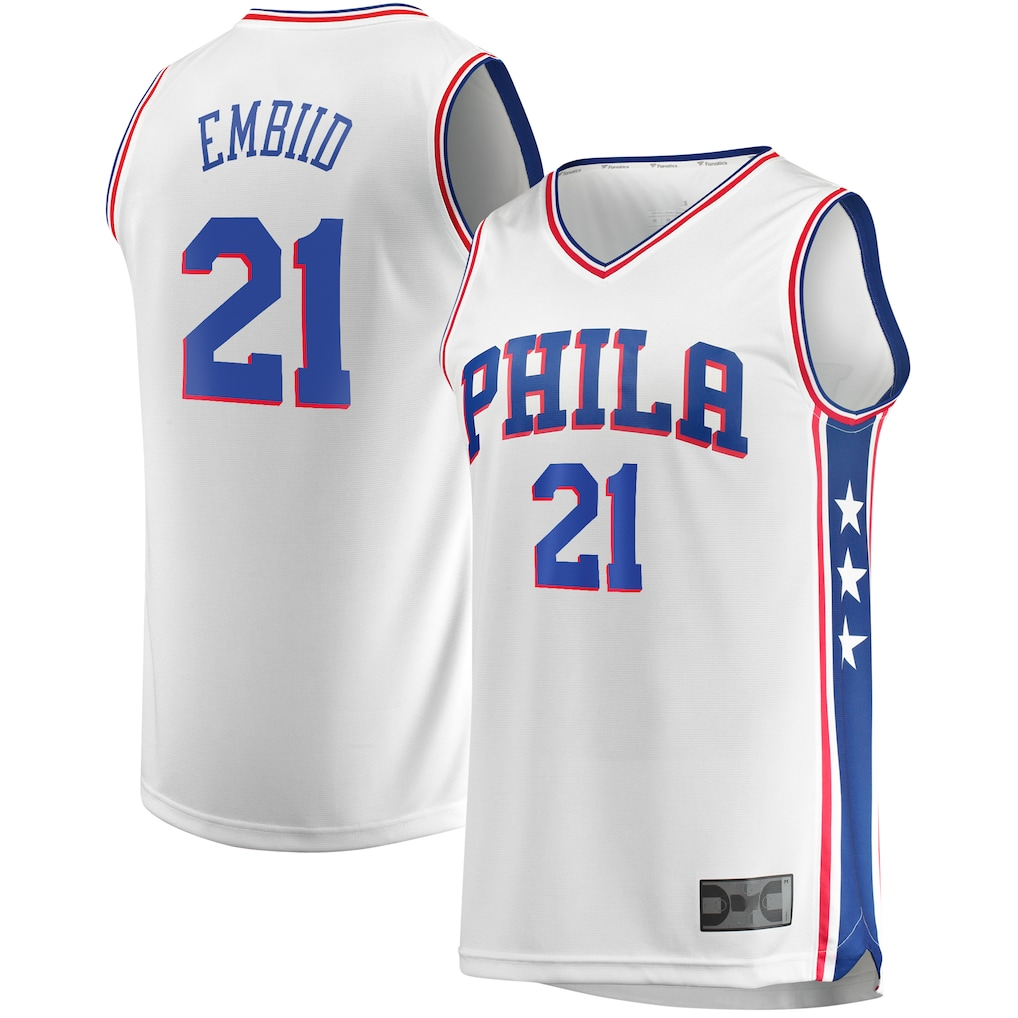 Jamed P.76ers #21 Joel Embiid White Replica Jerseys - Association Edition
