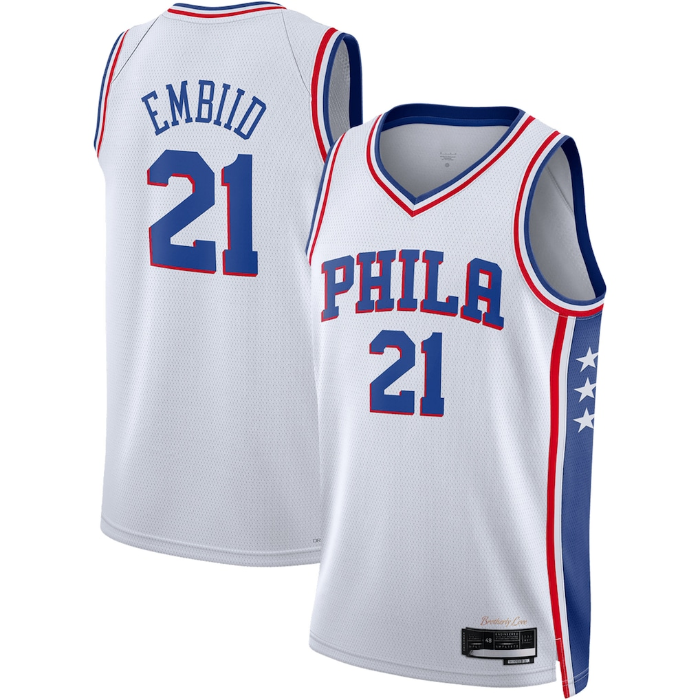 Jamed P.76ers #21 Joel Embiid White Swingman Jerseys - Association Edition