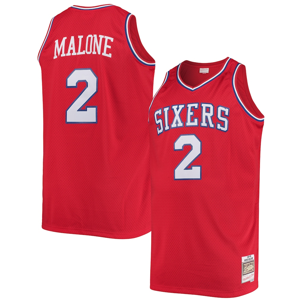 Jamed P.76ers #2 Moses Malone Mitchell & Ness Red 1982-83 Big & Tall Hardwood Classics Swingman Jerseys