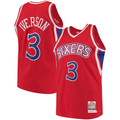 Jamed P.76ers #3 Allen Iverson Mitchell & Ness Red 199697 Hardwood Classics Authentic Jerseys