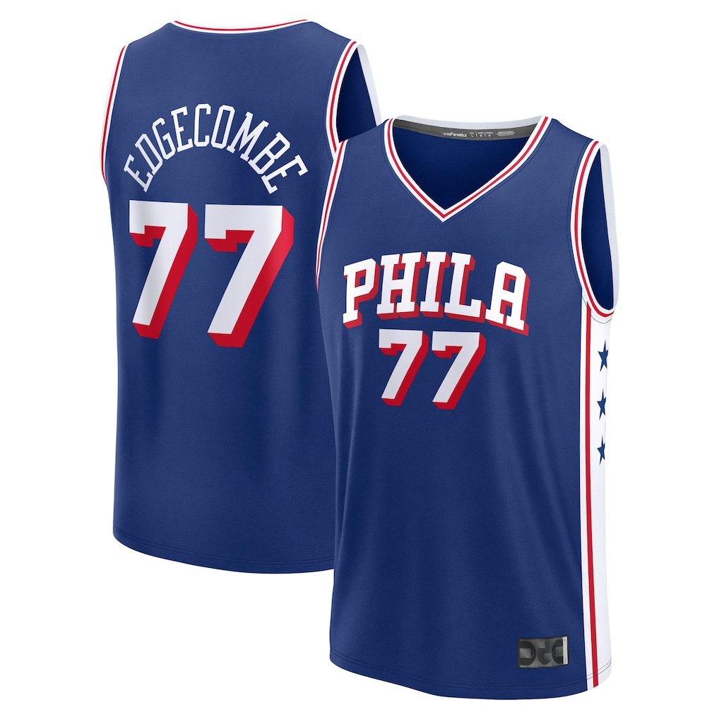 Jamed P.76ers #77 V. J. Edgecombe Royal 2025 Draft First Round Pick Fast Break Replica Jerseys - Icon Edition