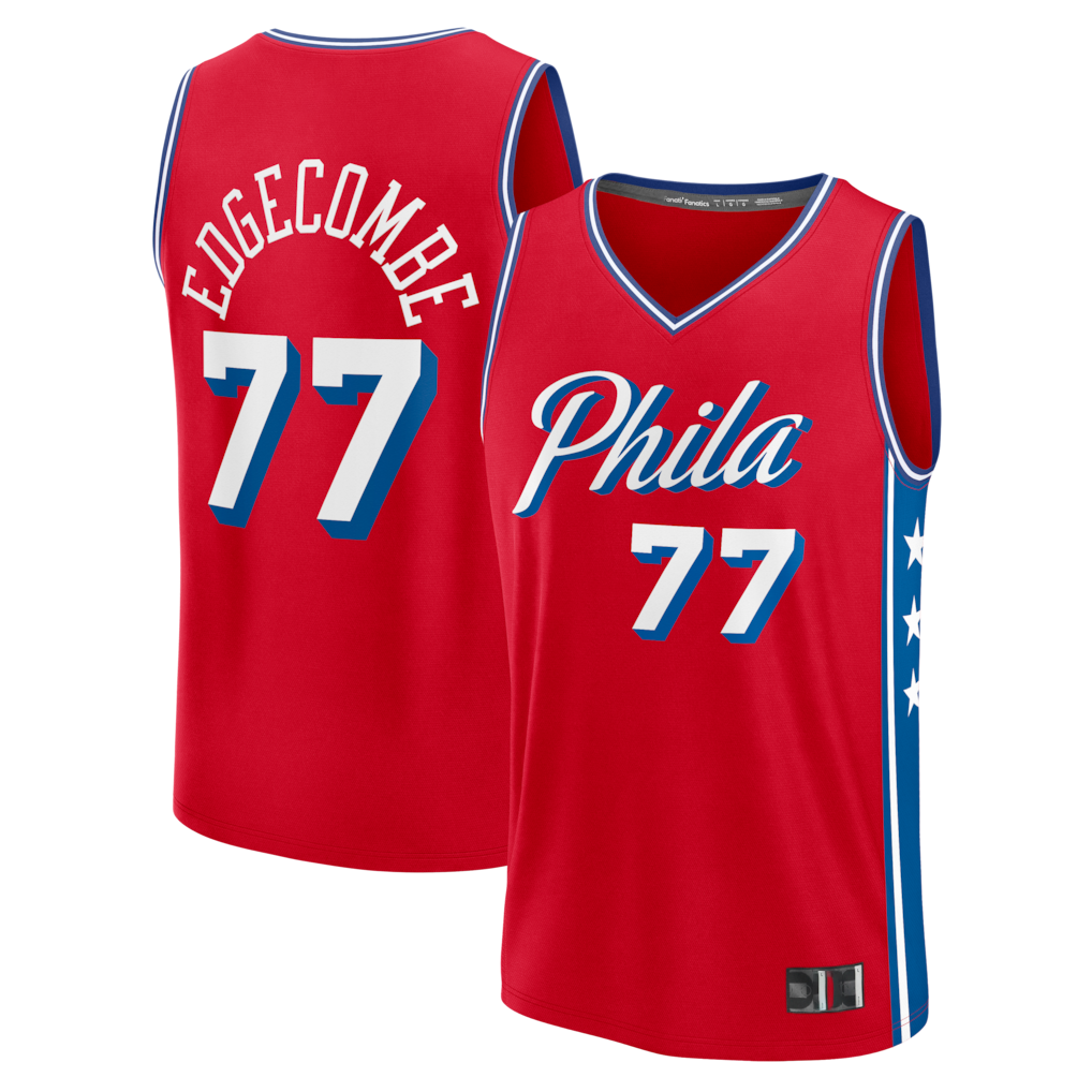 Jamed P.76ers #77 VJ Edgecombe Red Fast Break Replica Player Jerseys - Statement Edition