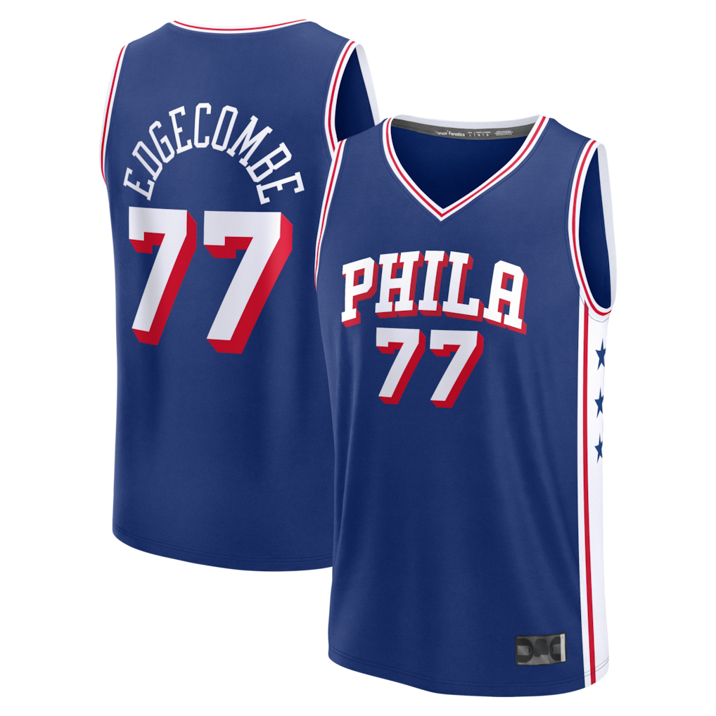 Jamed P.76ers #77 VJ Edgecombe  Royal Fast Break Jerseys - Icon Edition