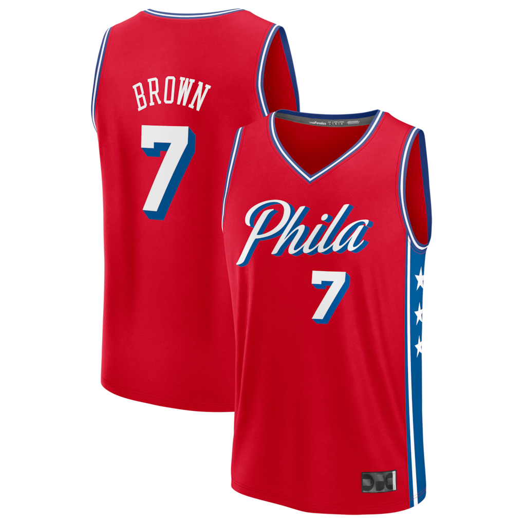 Jamed P.76ers #7 Jaylen Brown Red Fast Break Jerseys - Statement Edition