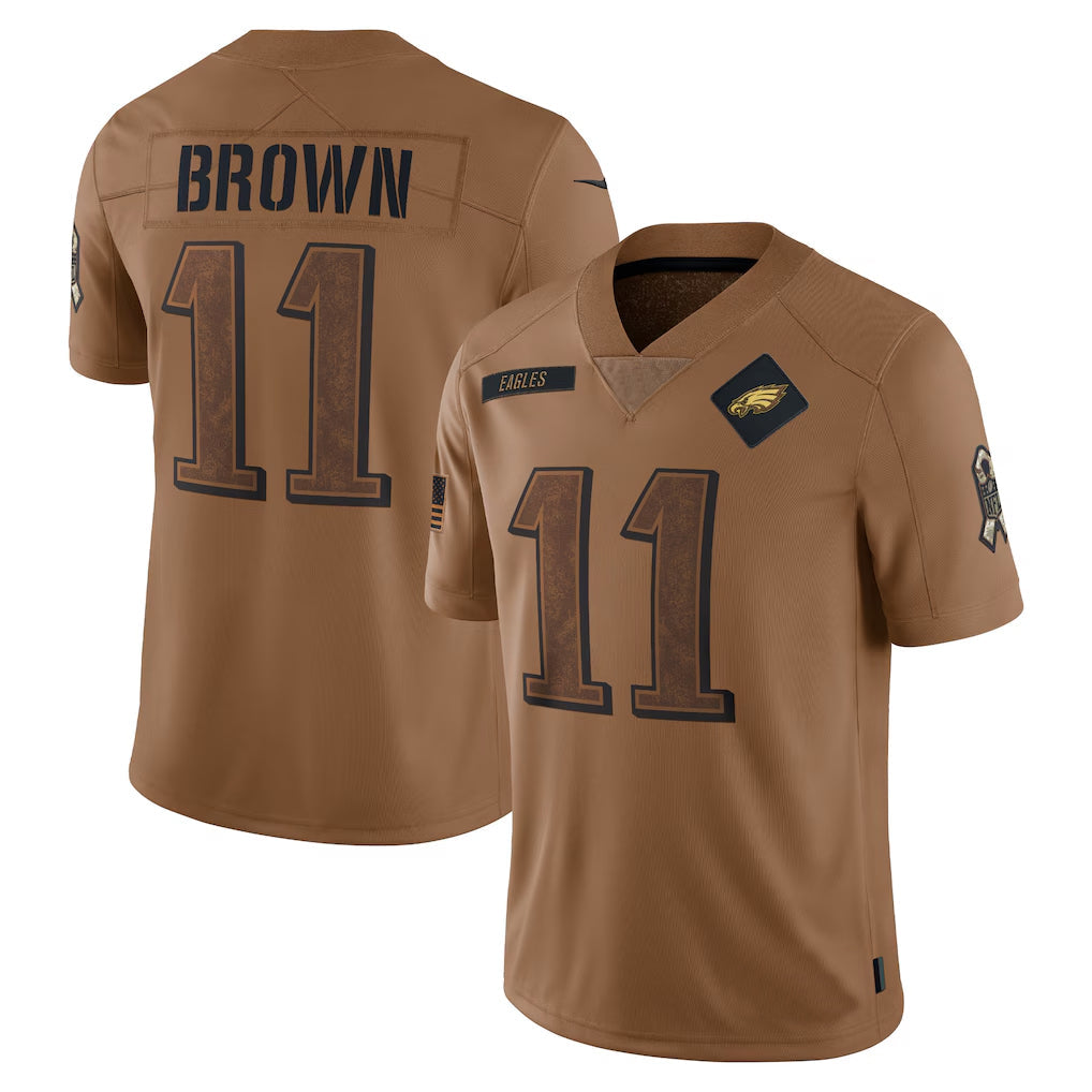 Jamed P.Eagles #11 A.J. Brown Player Brown Salute To Service Limited Stitched Jerseys