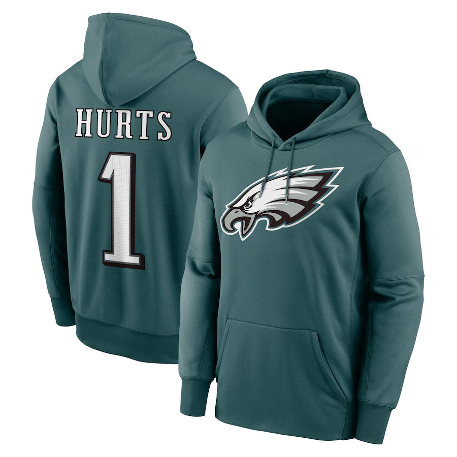 Jamed P.Eagles #1 Jalen Hurts Player Green Military Hoodie Game Stitched Jerseys