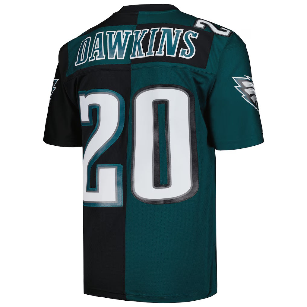 Jamed P.Eagles #20 Brian Dawkins Mitchell & Ness Midnight Green-Black Split Legacy Replica Stitched Jerseys