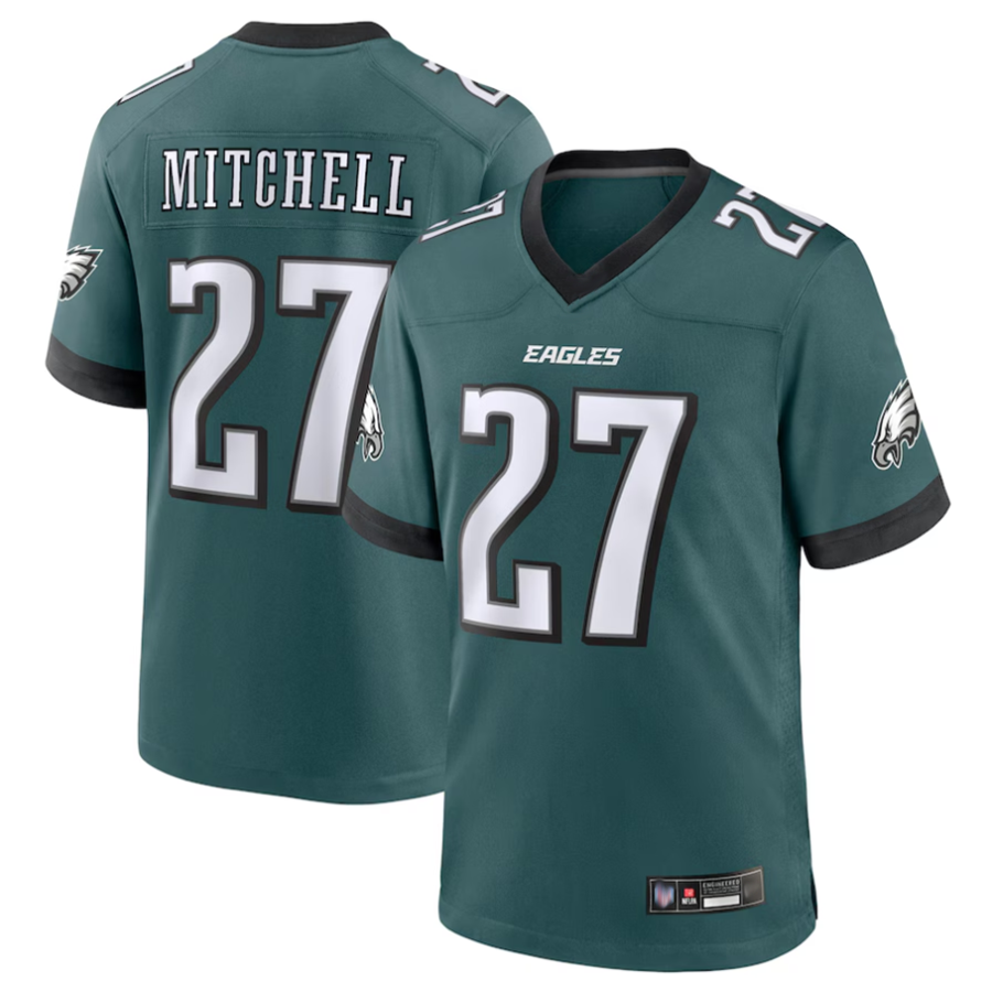 Jamed P.Eagles #27 Quinyon Mitchell Player Midnight Green Replica Game Stitched Jerseys