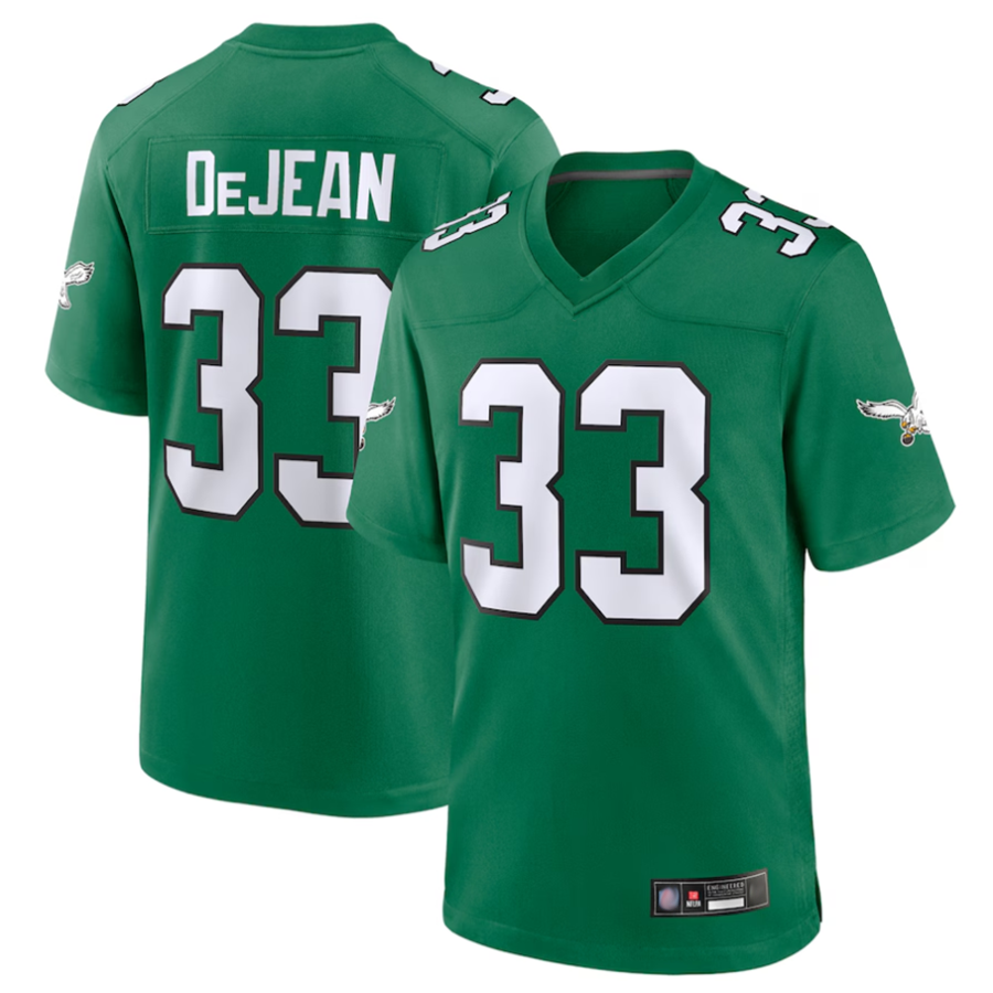 Jamed P.Eagles #33 Cooper DeJean Player Kelly Green Replica Game Stitched Jerseys