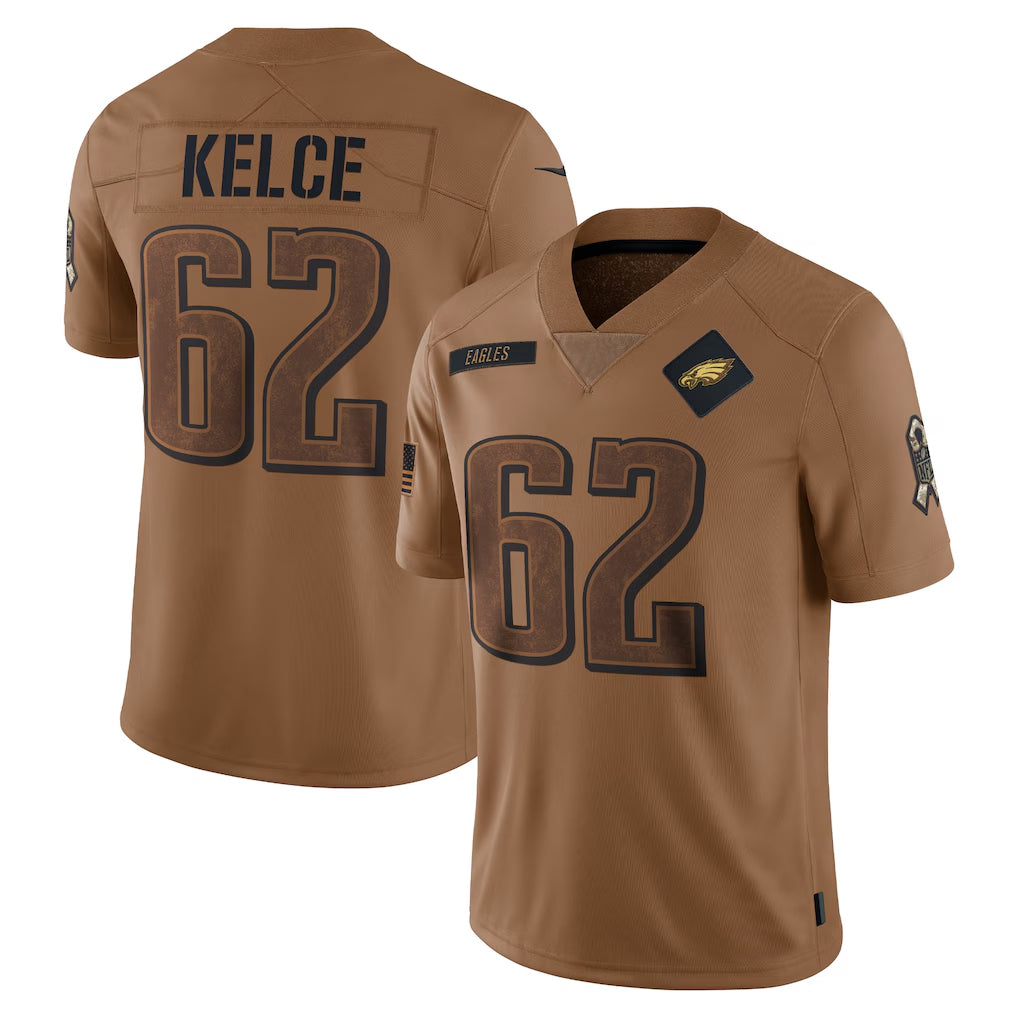Jamed P.Eagles #62 Jason Kelce Player Brown Salute To Service Limited Stitched Jerseys
