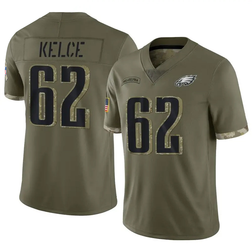 Jamed P.Eagles #62 Jason Kelce Player Salute To Service Olive Stitched Jerseys
