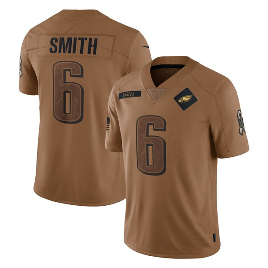 Jamed P.Eagles #6 DeVonta Smith Player Brown Salute To Service Limited Stitched Jerseys